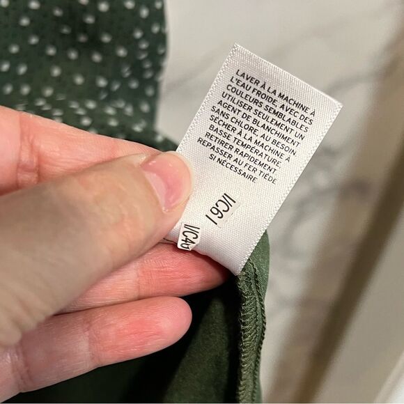 NEW Nordstrom BP Olive Green Print V-Neck Mini Dress Smocked Waist Cap Sleeve L - Picture 5 of 6